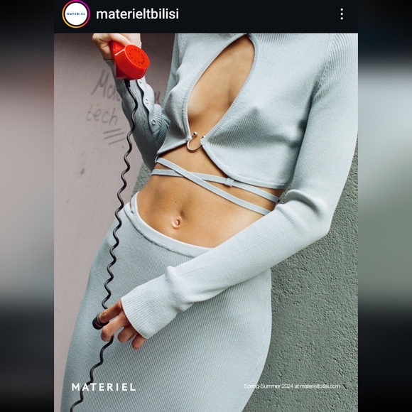 Materiel Designer Thin Strap Maxi Skirt XS Blue - Picture 13 of 14